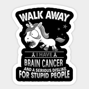 funny brain cancer grumpy unicorn warrior Sticker